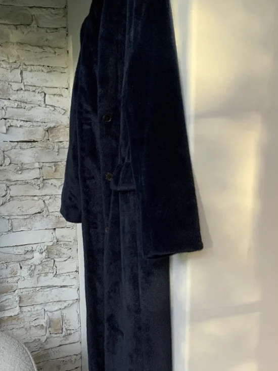 J. Crew Collection Deep Navy Faux Fur Long Coat - Picture 5 of 8